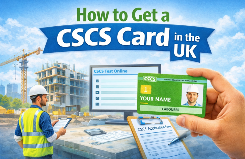 construction worker holding CSCS card after training