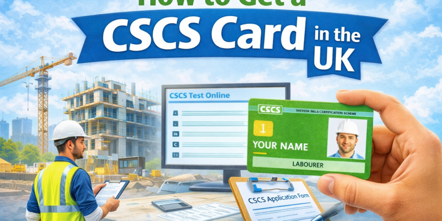 construction worker holding CSCS card after training
