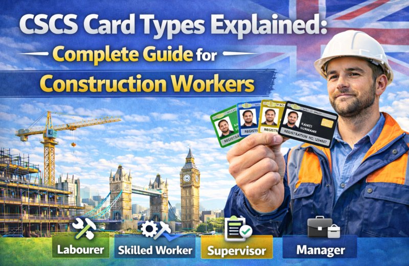 CSCS Card Types Explained showing Green Blue Gold Black and Red CSCS Cards